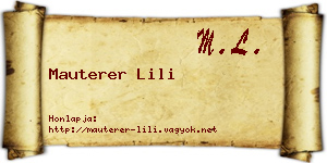 Mauterer Lili névjegykártya